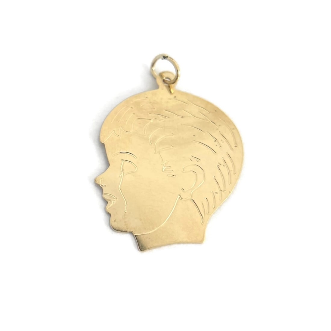 FRANK BOY NECKLACE PENDANT CHARM: Frank Boy Necklace Pendant Charm Brand: Unbranded Type/Style: Pendant Material: 14K Yellow Gold, Color: Gold Size: Measurements: 1.25 inches (not including jump ring) x 1 inch wide Accessories: No