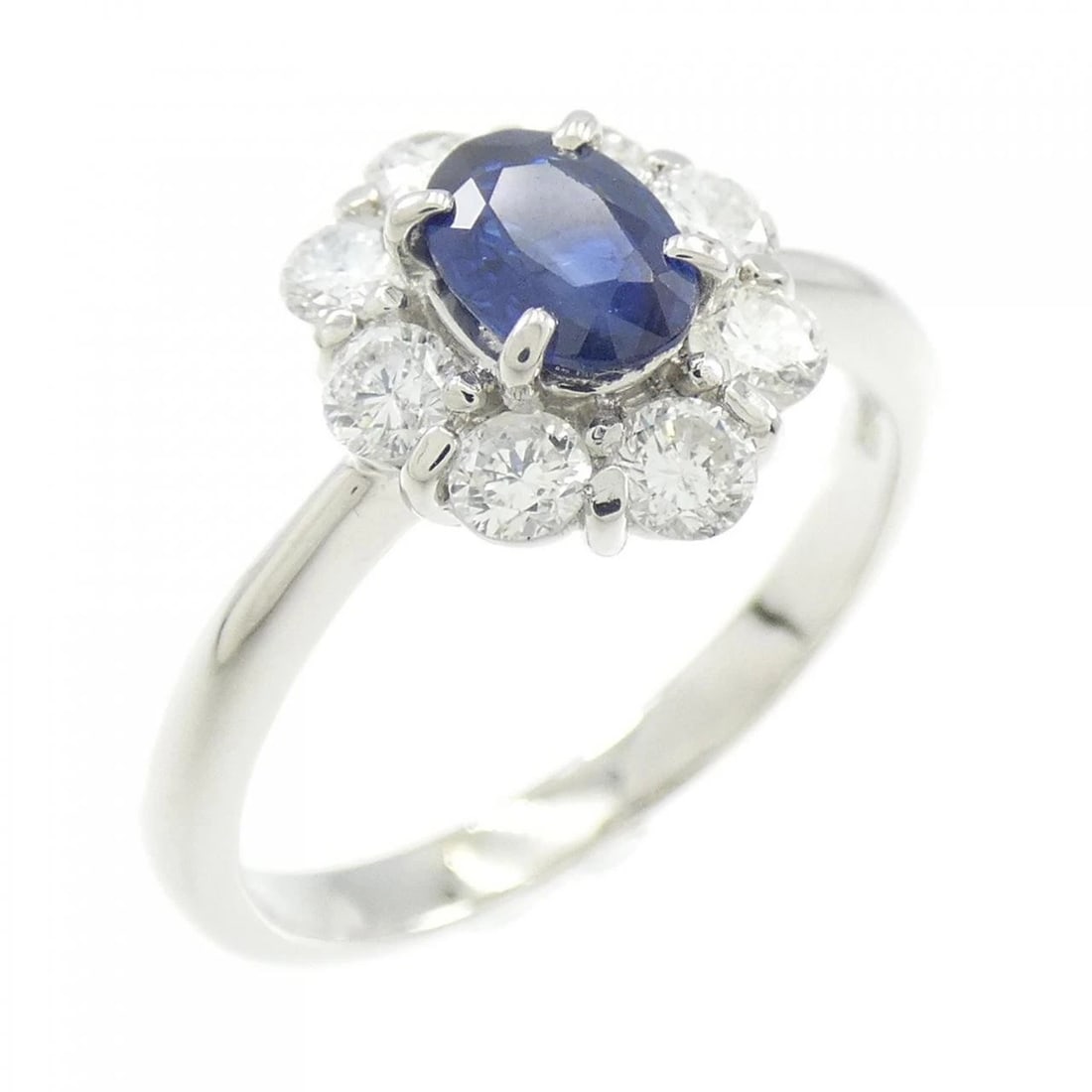PT900 SAPPHIRE RING: PT900 Sapphire Ring Brand: Unbranded Type/Style: Sapphire Ring Material: Platinum900, Main Stone Sapphire Secondary Stone Diamond Color: Platinum Size: US 6 3/4 Accessories: None Accessories Notice: