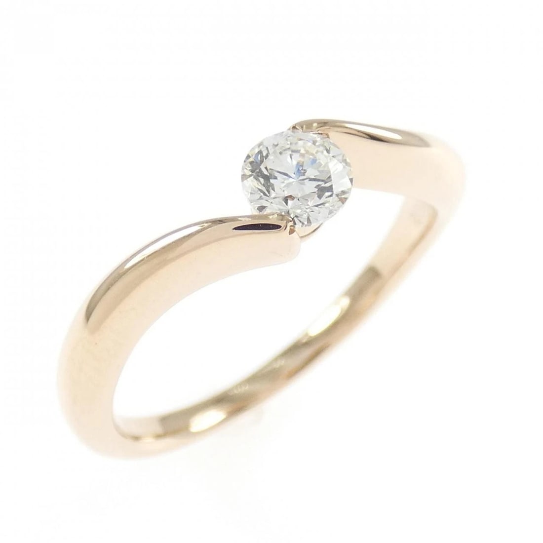 K18PG SOLITAIRE DIAMOND RING (1 of 2)