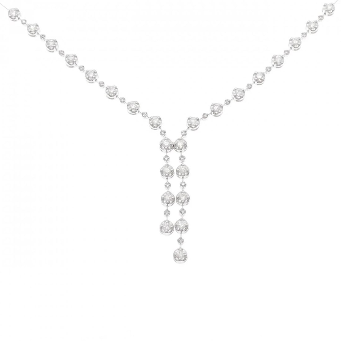 K18WG DIAMOND NECKLACE: K18WG Diamond Necklace Brand: Unbranded Type/Style: Diamond Necklace Material: K18WG, Main Stone Natural Color: White Gold Size: 40-46cmActual Size Pendant length approx. x width approx.: