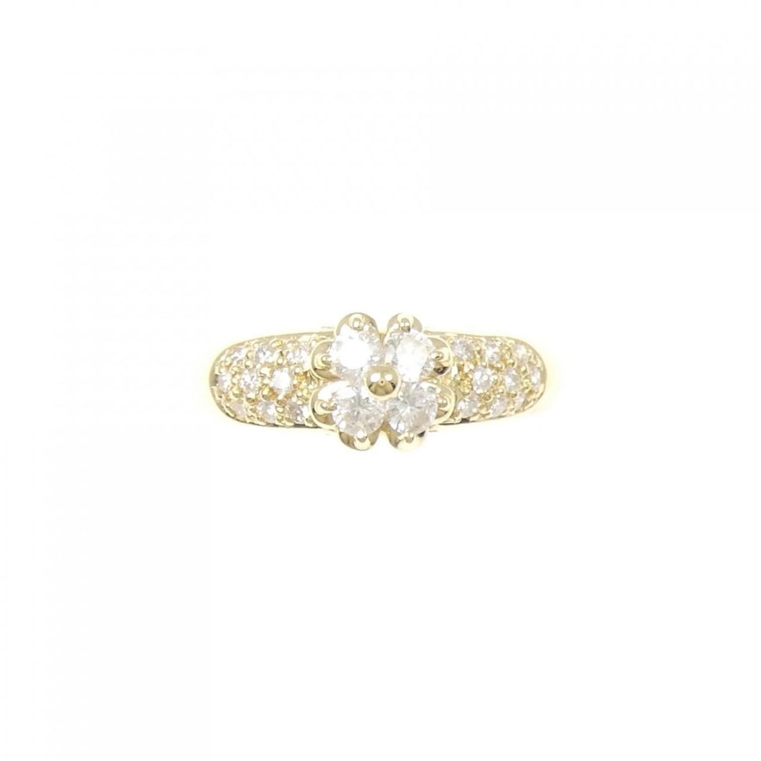 K18YG FLOWER DIAMOND RING: K18YG Flower Diamond Ring Brand: Unbranded Type/Style: Diamond Ring Material: K18YG, Main Stone NATURAL Color: YELLOW GOLD Size: US 7 Accessories: None Accessories Notice: When purchasing pre-owned