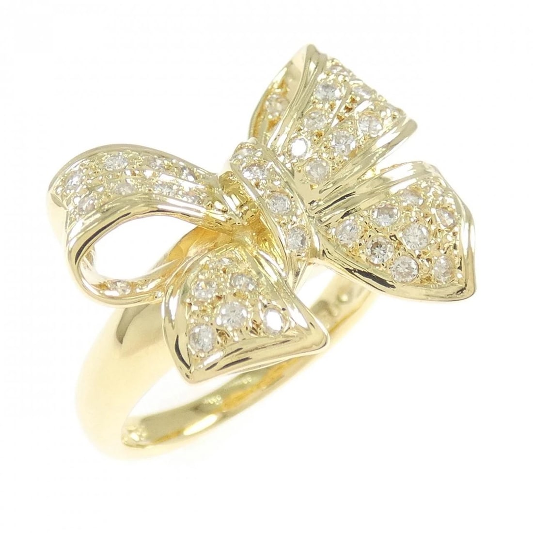 K18YG RIBBON DIAMOND RING (1 of 3)