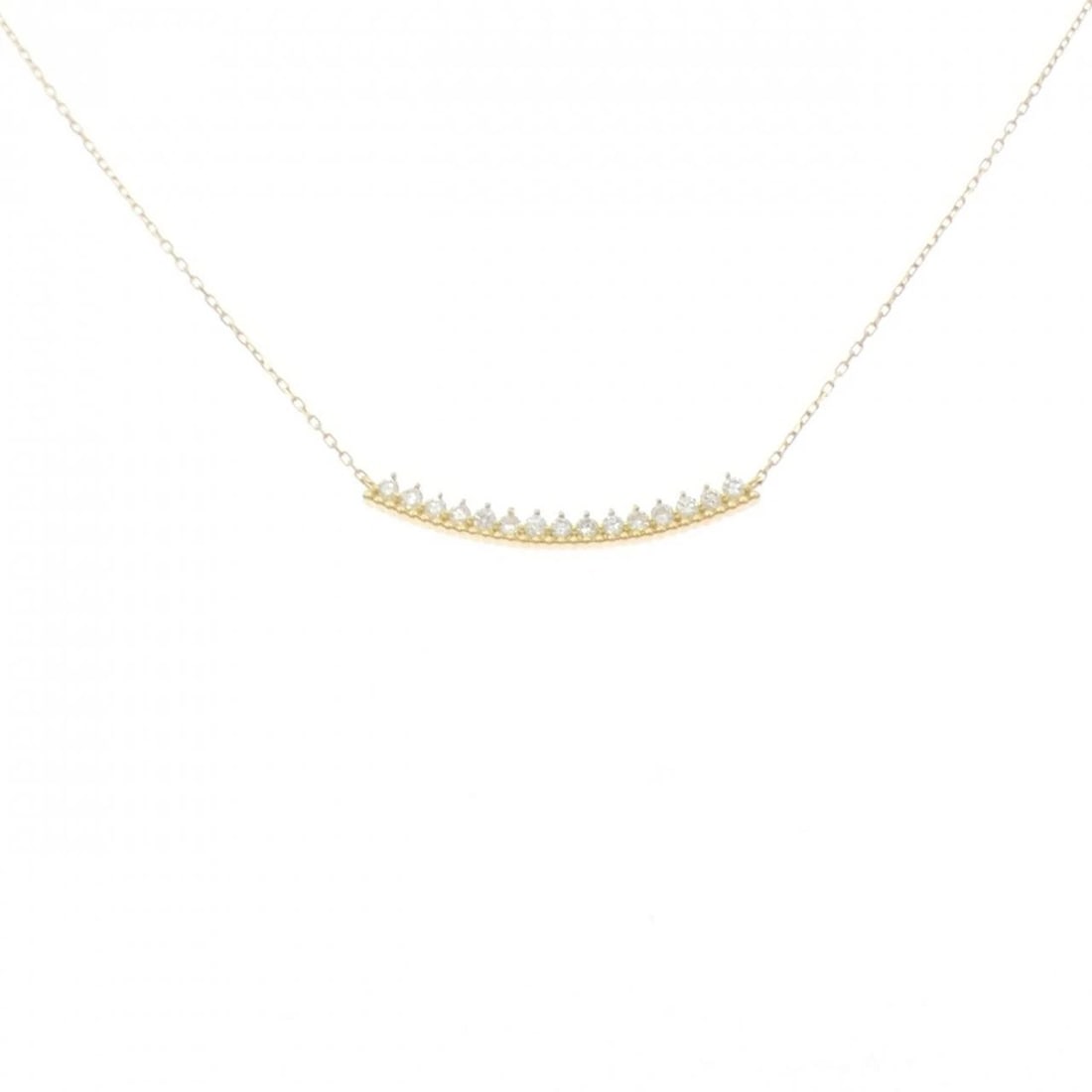 K18YG DIAMOND NECKLACE: K18YG Diamond Necklace Brand: Unbranded Type/Style: Diamond Necklace Material: K18YG, Color: Yellow gold Size: Actual Size Pendant length approx. x width approx.: 3.0mmx28.5mm Chain maximum width