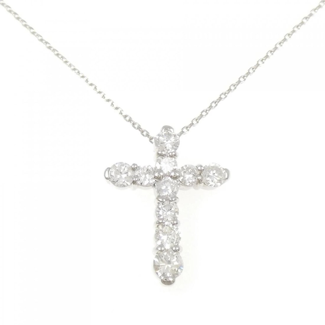 PT900/PT850 CROSS DIAMOND NECKLACE: PT900/PT850 Cross Diamond Necklace Brand: Unbranded Type/Style: Diamond Necklace Material: PT900/PT850, Main Stone Natural Color: Silver Size: Actual Size Pendant length approx. x width approx.: