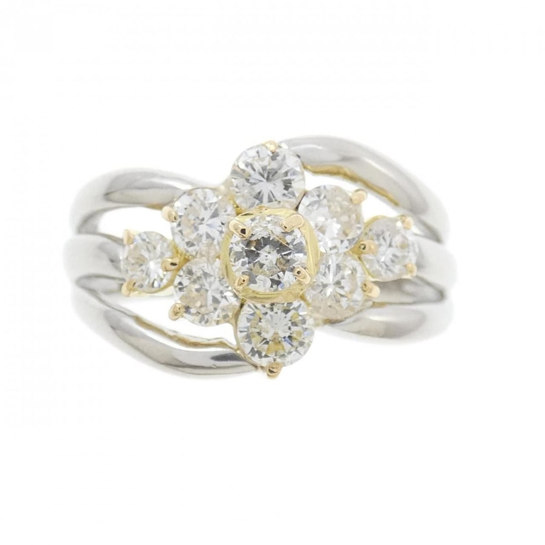 PT900/K18YG DIAMOND RING: PT900/K18YG Diamond Ring Brand: Unbranded Type/Style: Diamond Ring Material: PT900/K18YG, Main Stone Natural Color: YG,Silver Size: US 5 1/4 Accessories: None Accessories Notice: When purchasing