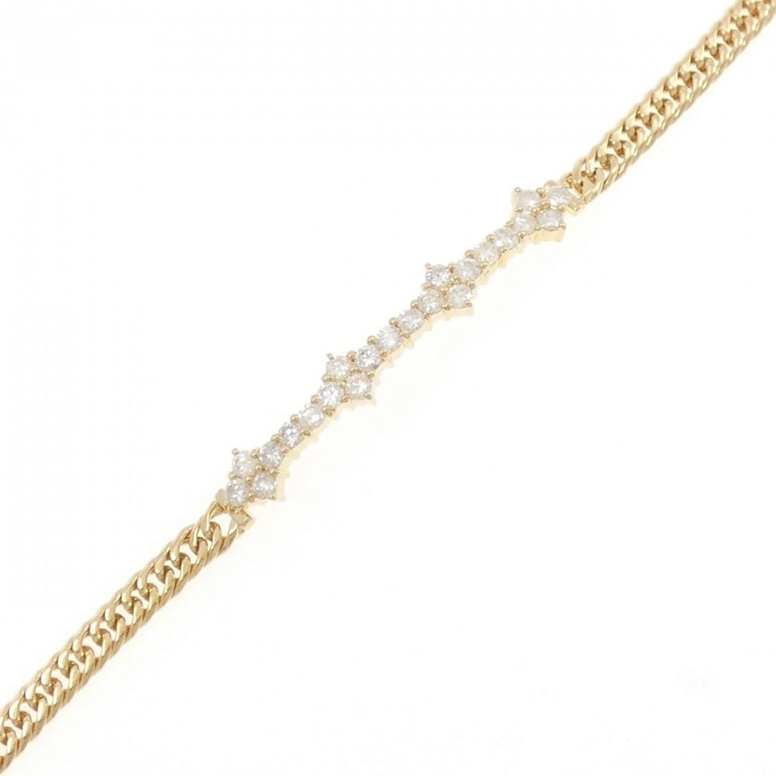 K18YG DIAMOND BRACELET: K18YG Diamond Bracelet Brand: Unbranded Type/Style: Diamond Bracelet Material: K18YG, Main Stone Natural Color: Yellow Gold Size: 18cmActual Size Max width approx: 5.6mm Accessories: None Accessories