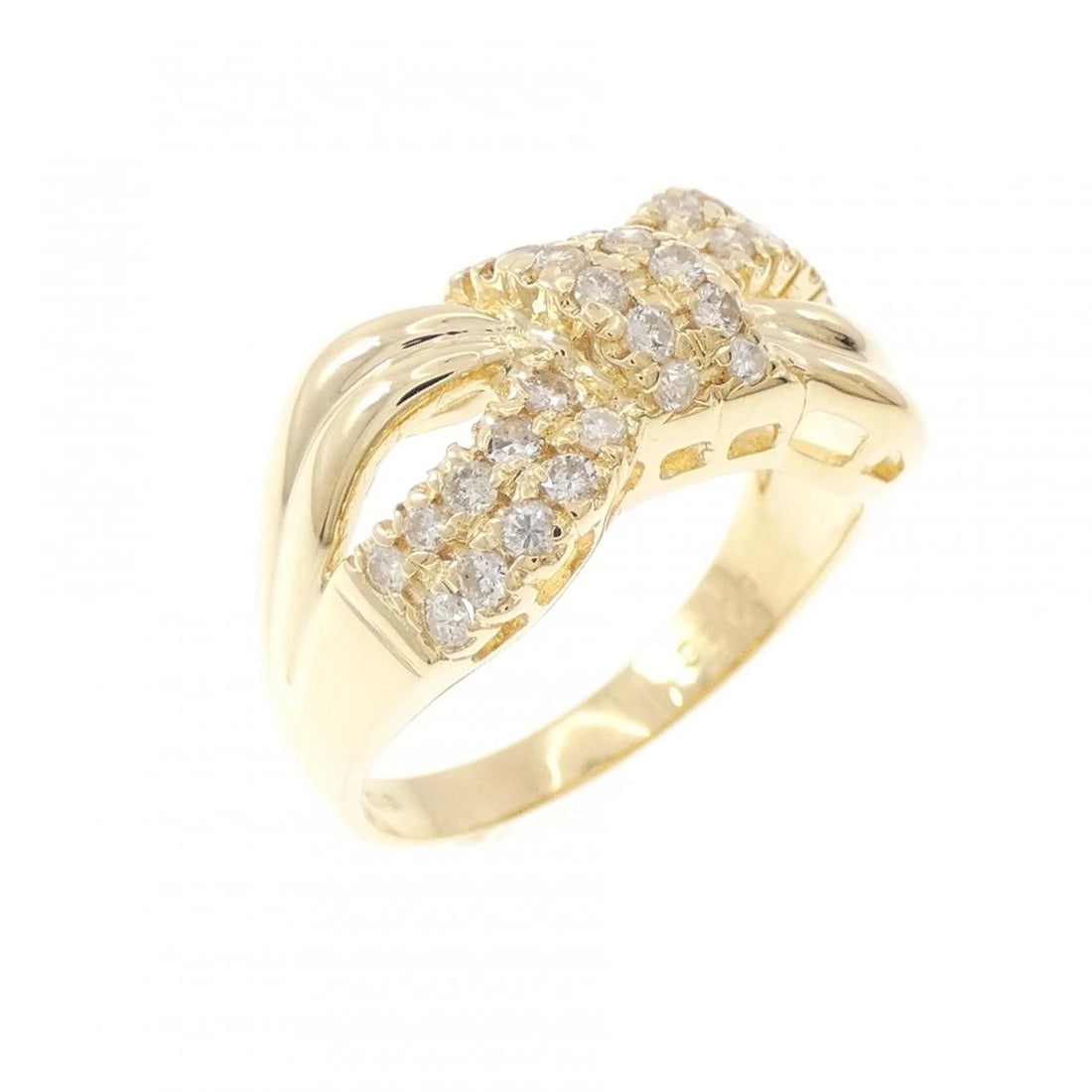 K18YG RIBBON DIAMOND RING (1 of 3)