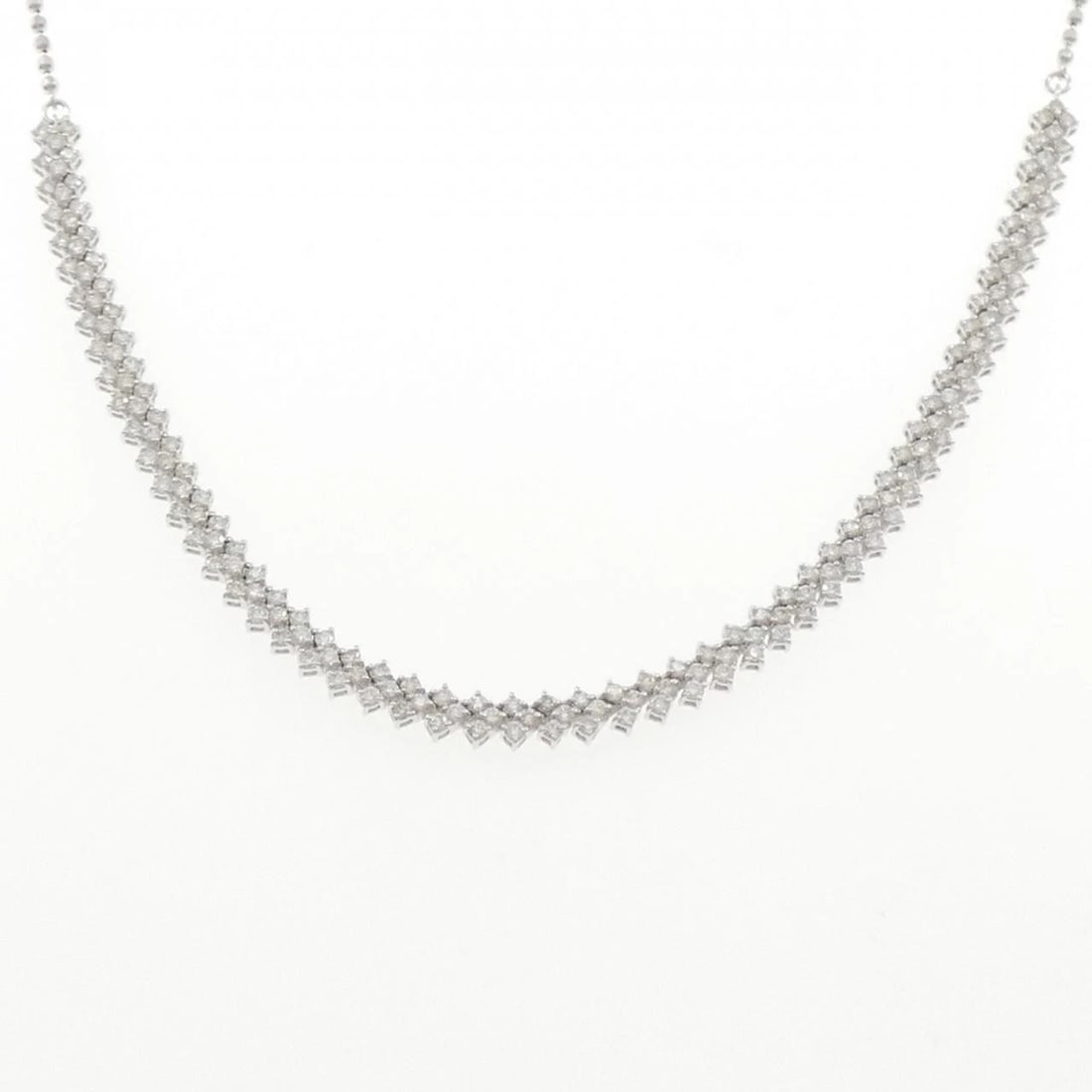 K18WG DIAMOND NECKLACE: K18WG Diamond Necklace Brand: Unbranded Type/Style: Diamond Necklace Material: 18k White Gold, Color: White Gold Size: Actual Size Max width approx.: 4.1mm Chain maximum width approx.: 1.4mm Size