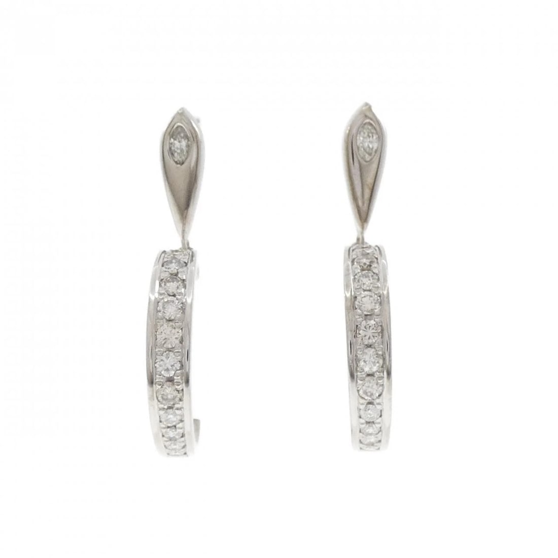 K18WG DIAMOND PIERCE: K18WG Diamond Pierce Brand: Unbranded Type/Style: Diamond Pierce/Earring Material: K18WG, Main Stone Natural Color: White Gold Size: Actual Size Approx. length x width: 35.3mm x 4.5mm Accessories: