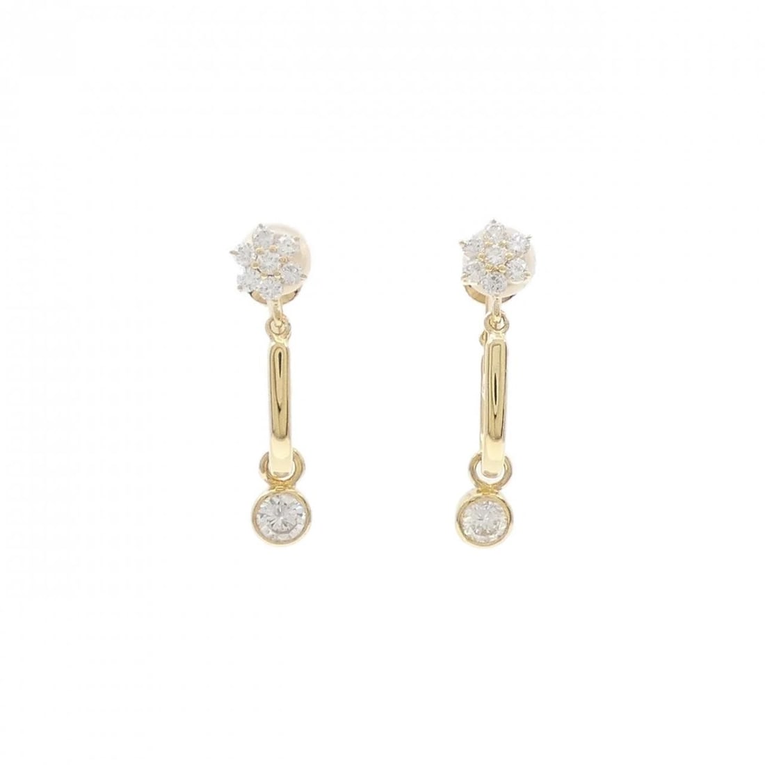 K18YG DIAMOND EARRINGS: K18YG Diamond Earrings Brand: Unbranded Type/Style: Diamond Pierce/Earring Material: K18YG, Main Stone Natural Color: Yellow gold Size: Actual Size Approx. length x width: 25.2mm x 5.5mm Accessories: