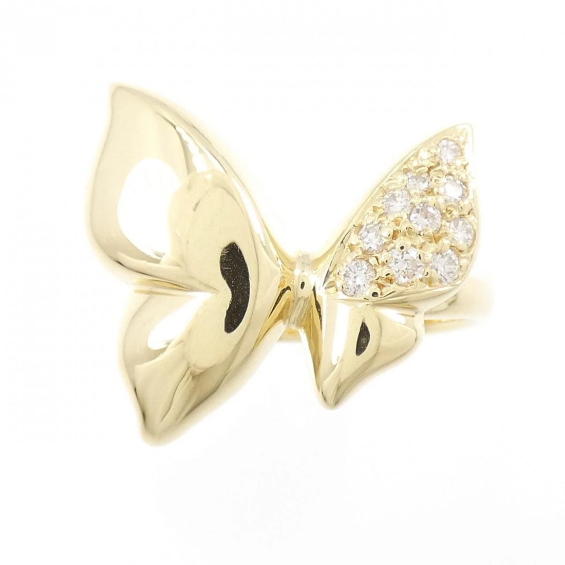 K18YG BUTTERFLY DIAMOND RING: K18YG Butterfly Diamond Ring Brand: Unbranded Type/Style: Diamond ring Material: K18YG, Color: Yellow Gold Size: US 5 1/2 Accessories: None Accessories Notice: When purchasing pre-owned goods, please