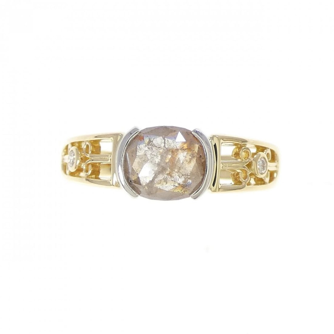 K18YG/PT900 DIAMOND RING: K18YG/PT900 Diamond Ring Brand: Unbranded Type/Style: Diamond Ring Material: 18k yellow gold / Platinum 900, Main Stone Natural Color: YG,Silver Size: US 6 1/2 Accessories: None Accessories Notice: