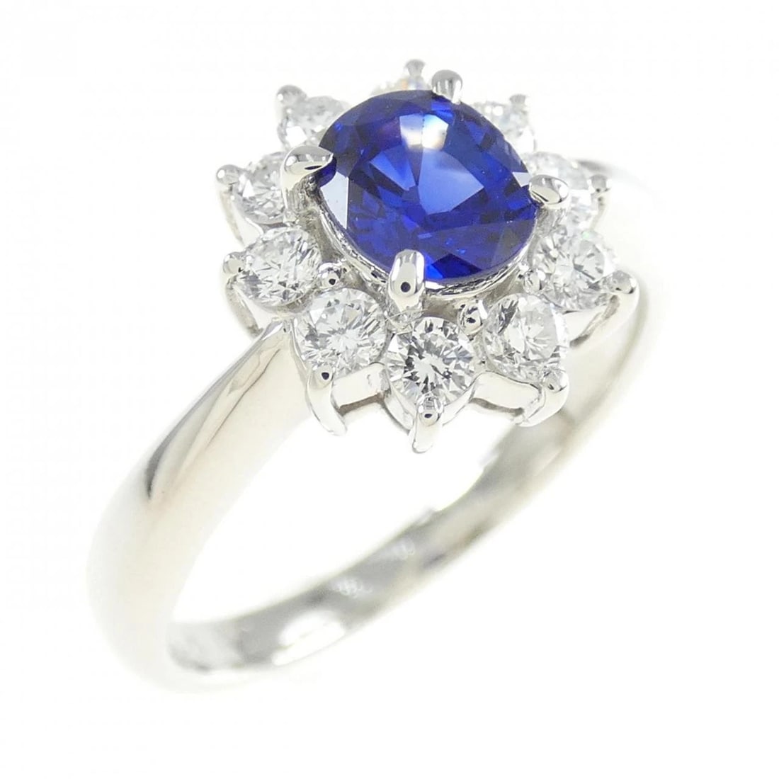 PT900 SAPPHIRE RING: PT900 Sapphire Ring Brand: Unbranded Type/Style: Sapphire Ring Material: Platinum900, Main Stone Sapphire Secondary Stone Diamond Color: Platinum Size: US 5 3/4 Accessories: None Accessories Notice: