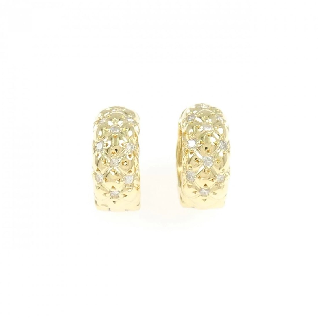 K18YG DIAMOND EARRINGS: K18YG Diamond Earrings Brand: Unbranded Type/Style: Diamond Pierce/Earring Material: K18YG, Main Stone Natural Color: Yellow Gold Size: Actual Size Approx. height x width: 13.1mm x 5.8mm Accessories: