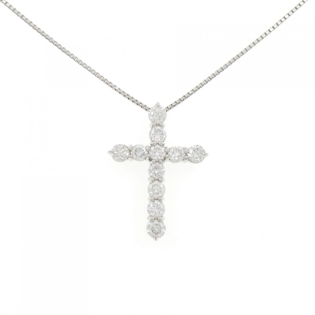 PT900/PT850 CROSS DIAMOND NECKLACE: PT900/PT850 Cross Diamond Necklace Brand: Unbranded Type/Style: Diamond Necklace Material: PT900/PT850, Main Stone Natural Color: Silver Size: 50cmActual Size Pendant length approx. x width approx.: