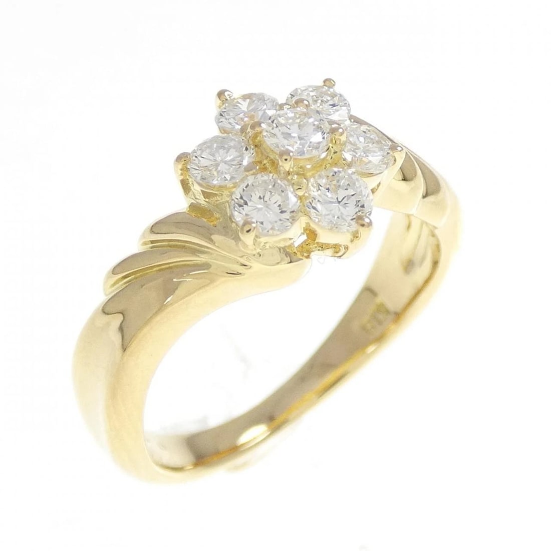 K18YG FLOWER DIAMOND RING: K18YG Flower Diamond Ring Brand: Unbranded Type/Style: Diamond Ring Material: K18YG, Main Stone Natural Color: Yellow gold Size: US 5 1/4 Accessories: None Accessories Notice: When purchasing