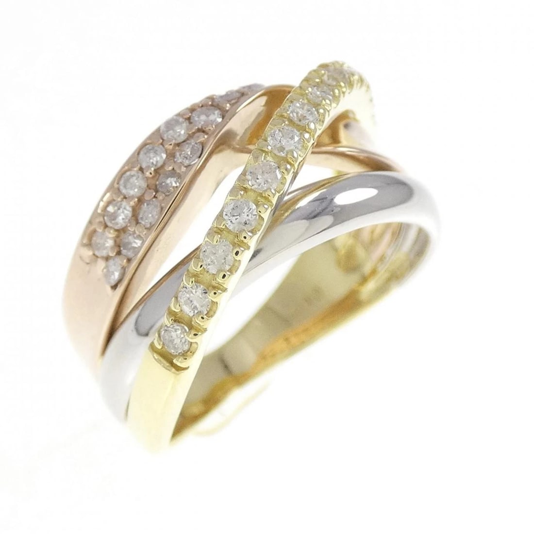 K18YG/PT900/K18PG DIAMOND RING: K18YG/PT900/K18PG Diamond Ring Brand: Unbranded Type/Style: Diamond Ring Material: 18K Yellow Gold/Platinum 900/18K Pink Gold, Main Stone Natural Color: YG,PG,Silver Size: US 5 1/4 Accessories: None