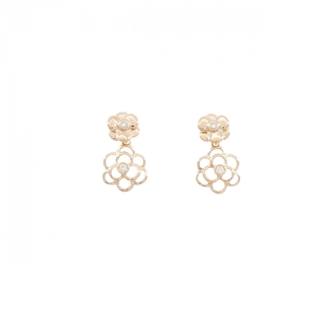 K18PG/750PG FLOWER DIAMOND PIERCING: K18PG/750PG Flower Diamond Piercing Brand: Unbranded Type/Style: Diamond Pierce/Earring Material: K18PG/750PG, Main Stone Natural Color: Pink gold Size: Actual Size Approx. height x width: 13.3mm x