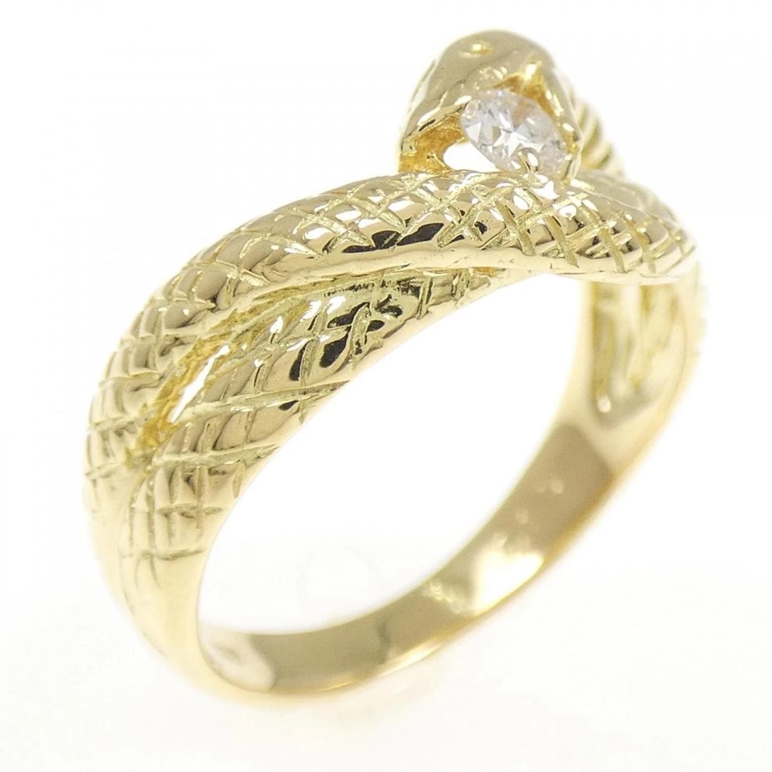 K18YG SNAKE DIAMOND RING: K18YG Snake Diamond Ring Brand: Unbranded Type/Style: Diamond Ring Material: 18K Yellow Gold, Main Stone natural Color: Yellow Gold Size: US 6 1/4 Accessories: None Accessories Notice: When