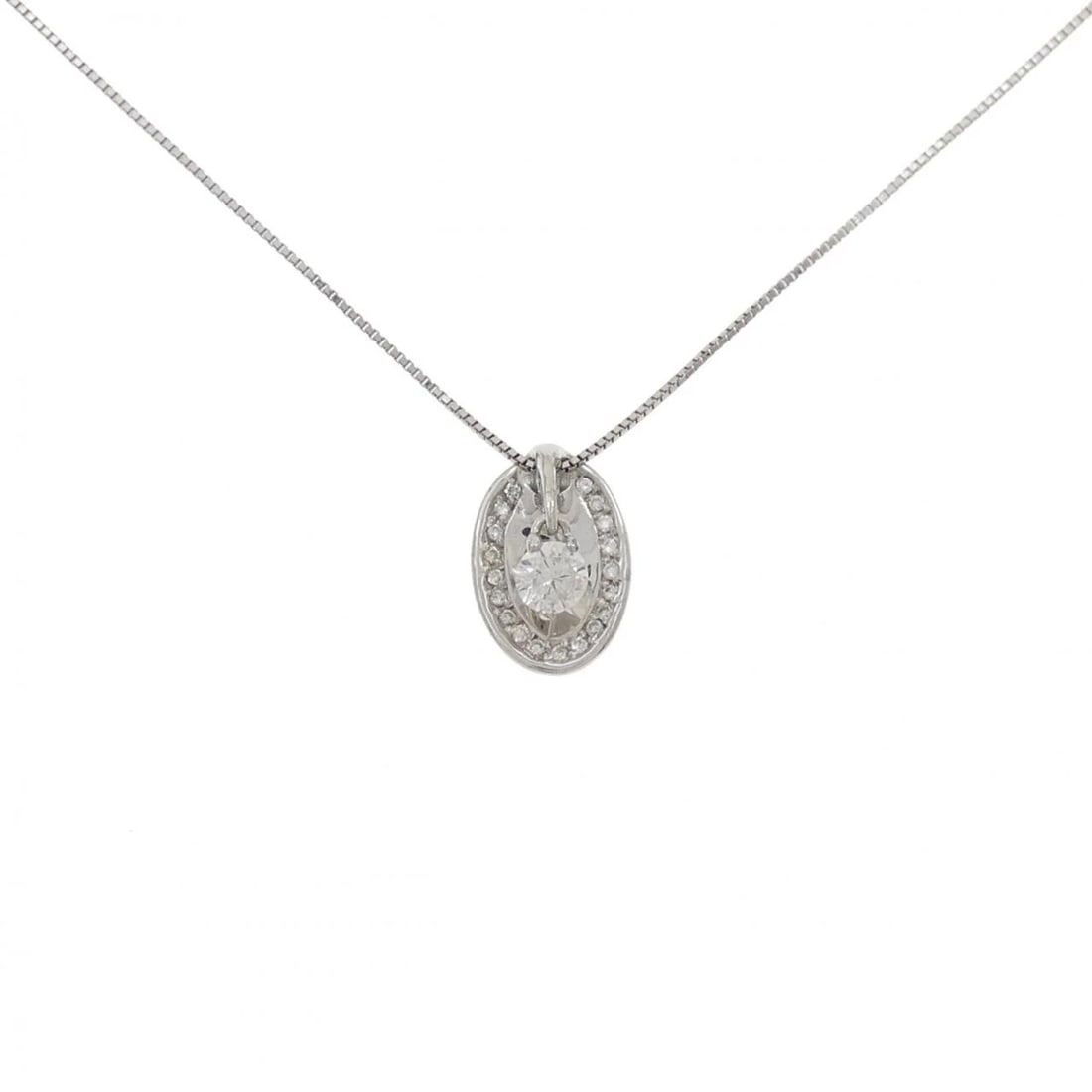 K18WG DIAMOND NECKLACE: K18WG Diamond Necklace Brand: Unbranded Type/Style: Diamond Necklace Material: K18WG, Main Stone Natural Color: White Gold Size: 45cm Actual Size Pendant length approx. x width approx.: 14.7mmx10.1mm