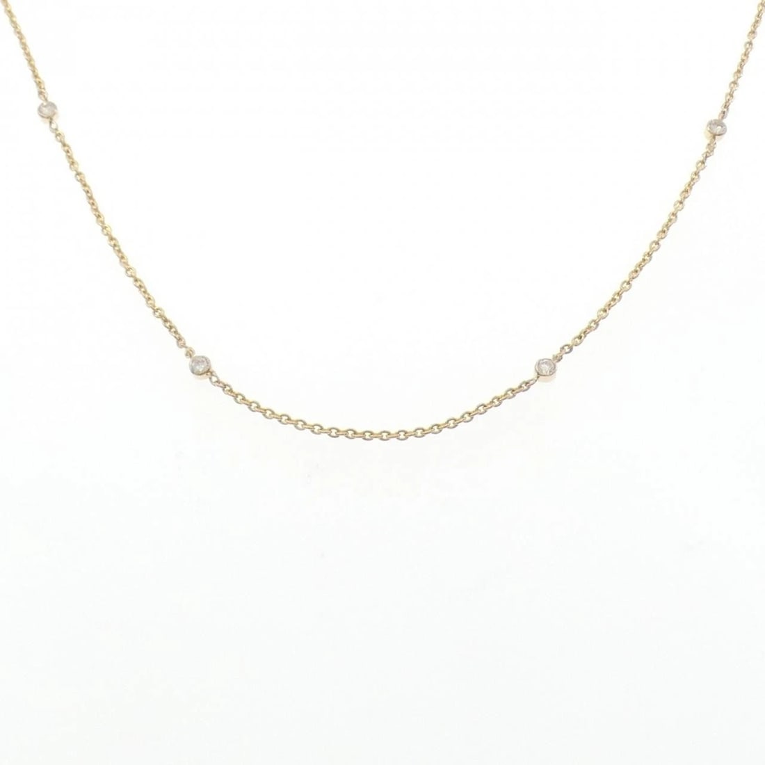 750YG DIAMOND NECKLACE: 750YG Diamond Necklace Brand: Unbranded Type/Style: Diamond Necklace Material: 750YG, Main Stone Natural Color: Yellow Gold Size: Actual Size Motif maximum width approx.: 2.8mm Chain maximum width