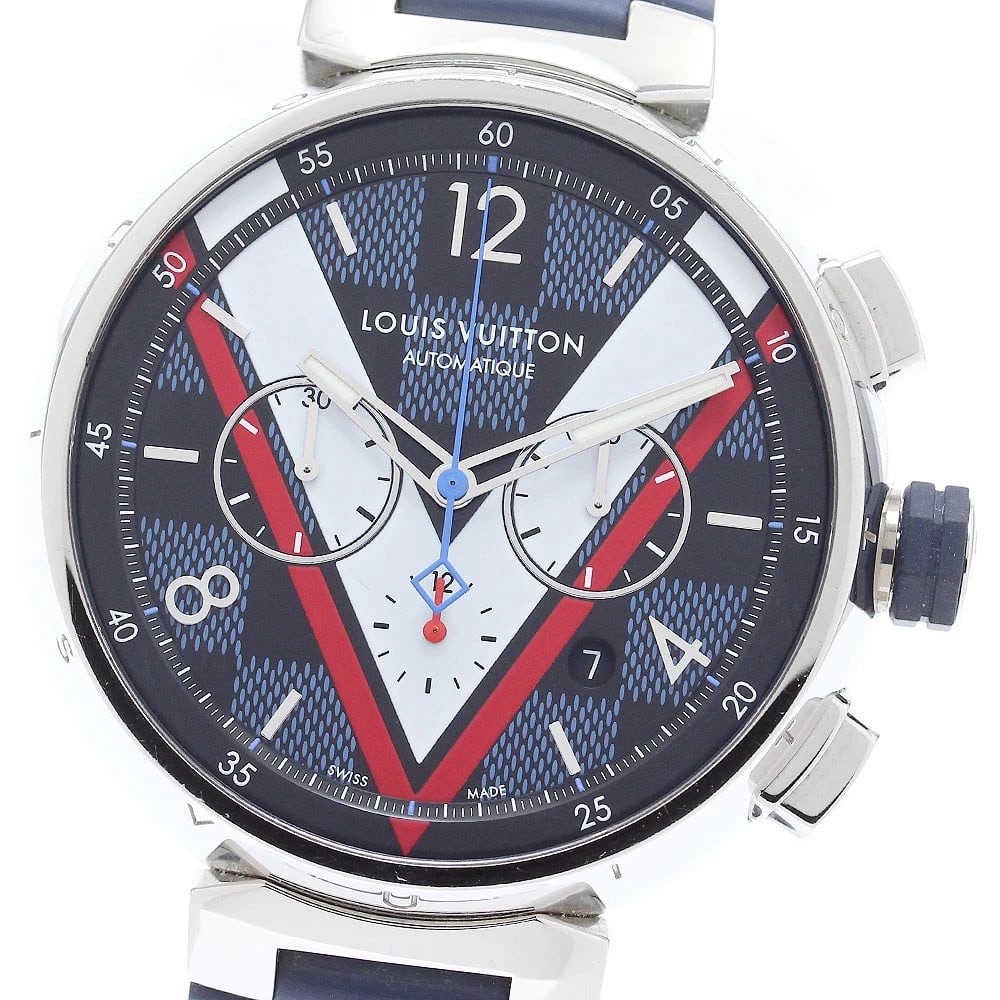 LOUIS VUITTON TAMBOUR COBALT BLUE DIAL AUTOMATIC WATCH: LOUIS VUITTON Tambour Cobalt blue Dial Automatic Watch Brand: LOUIS VUITTON Type/Style: Wristwatch Material: Band Material rubber, Case Material Stainless Steel Color: Dial Color blue Band Color Navy