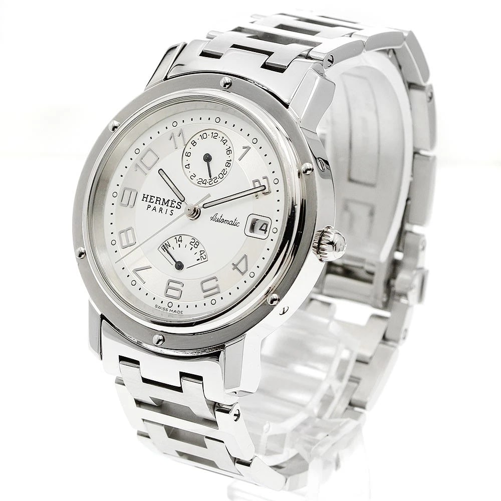 HERMES CLIPPER DATE WHITESILVER AUTOMATIC WATCH - 2