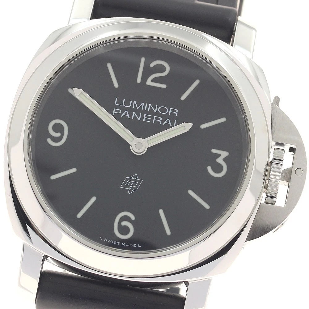 PANERAI LUMINOR STAINLESS STEEL WATCH: PANERAI Luminor Stainless Steel Watch Brand: PANERAI Type/Style: Wristwatch Material: Band Material rubber, Case Material Stainless Steel Color: Case Color Silver Band Color black Dial Color black