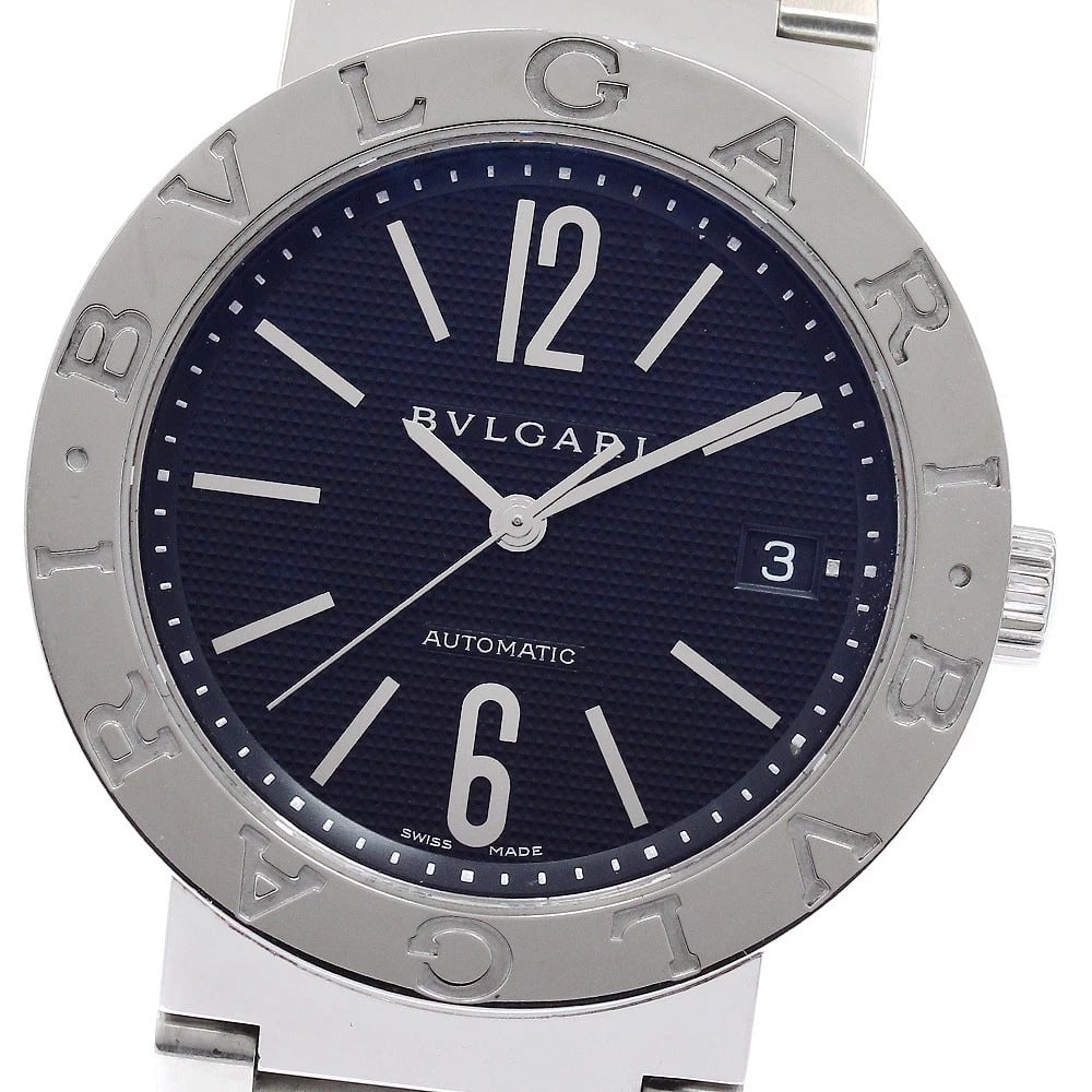 BVLGARI DATE BLACK AUTOMATIC WATCH: BVLGARI Date black Automatic Watch Brand: BVLGARI Type/Style: Wristwatch Material: Band Material Stainless Steel, Case Material Stainless Steel Color: Case Color Silver Band Color Silver Dial Color