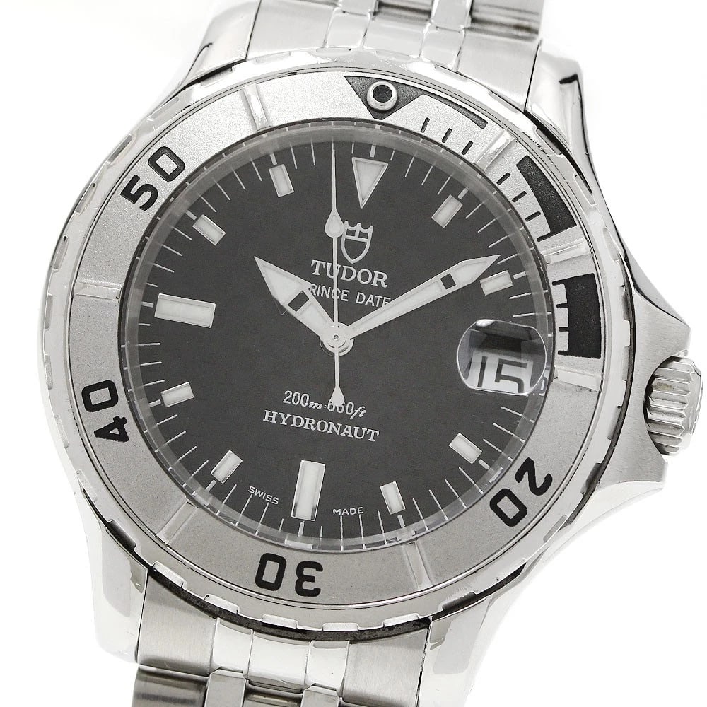 TUDOR HYDRO DATE BLACK AUTOMATIC WATCH: TUDOR Hydro Date Black Automatic Watch Brand: TUDOR Type/Style: Wristwatch Material: Band Material Stainless Steel, Case Material Stainless Steel Color: Dial Color black Band Color Silver Case Color