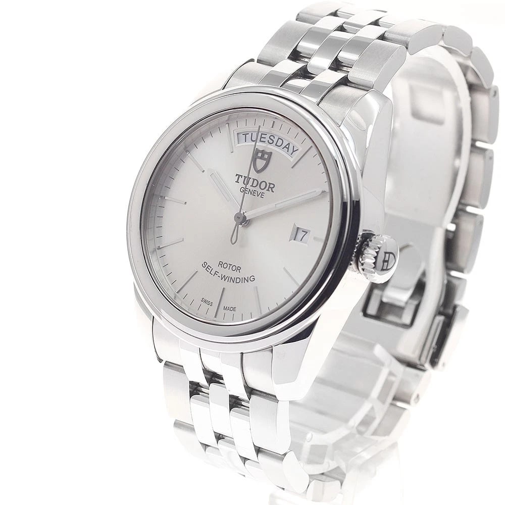 TUDOR GLAMOR DATE SILVER AUTOMATIC WATCH - 2