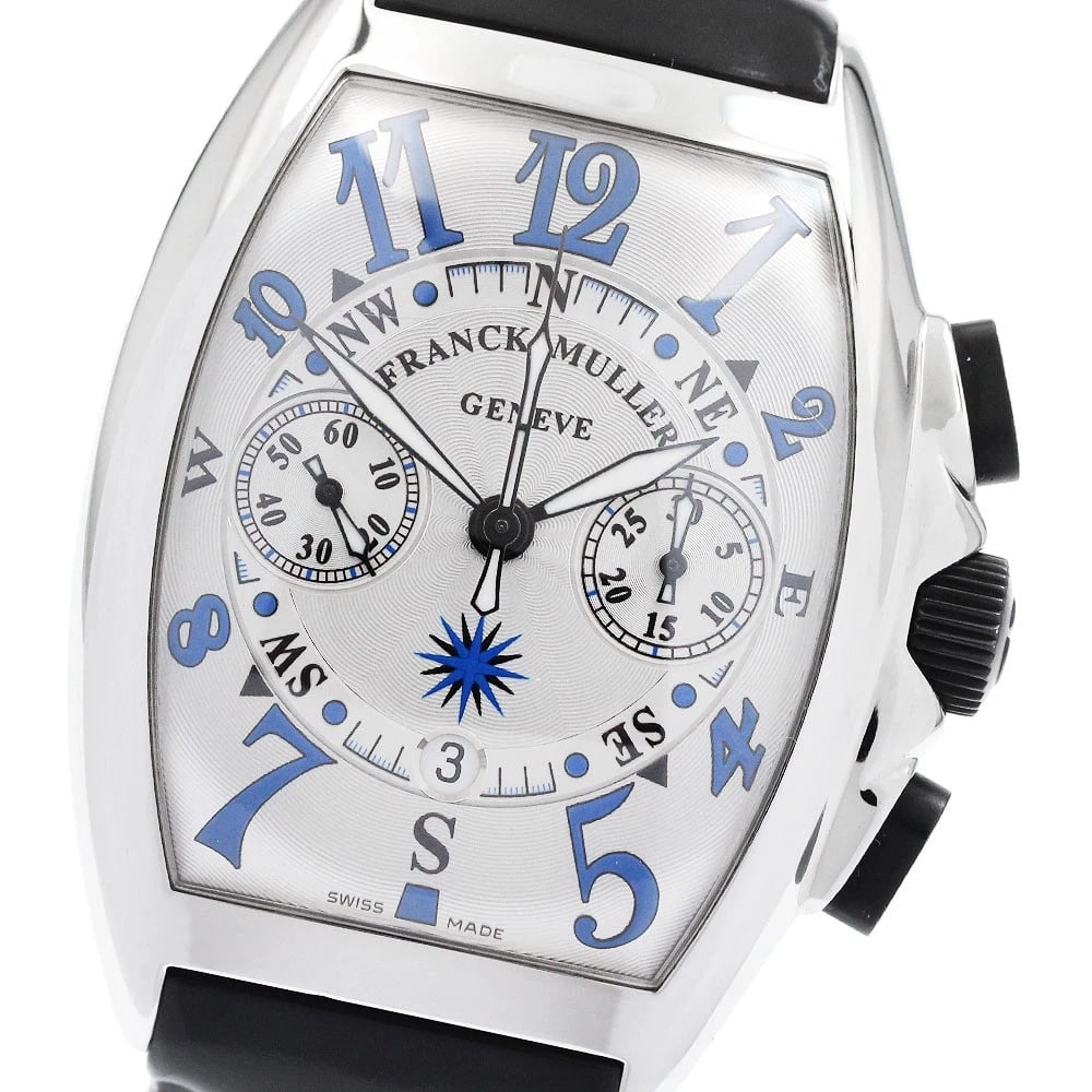 FRANCK MULLER MARINER CHRONOGRAPH AUTOMATIC WATCH: FRANCK MULLER Mariner Chronograph Automatic Watch Brand: FRANCK MULLER Type/Style: Wristwatch Material: Band Material rubber, Case Material Stainless Steel Color: Dial Color Silver Band Color black Ca