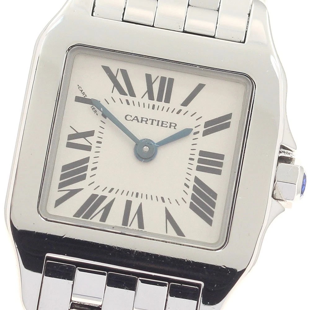 CARTIER SANTOS BEIGE QUARTZ WATCH: CARTIER Santos Beige Quartz Watch Brand: CARTIER Type/Style: Wristwatch Material: Band Material Stainless Steel, Case Material Stainless Steel Color: Dial Color beige Band Color Silver Case Color