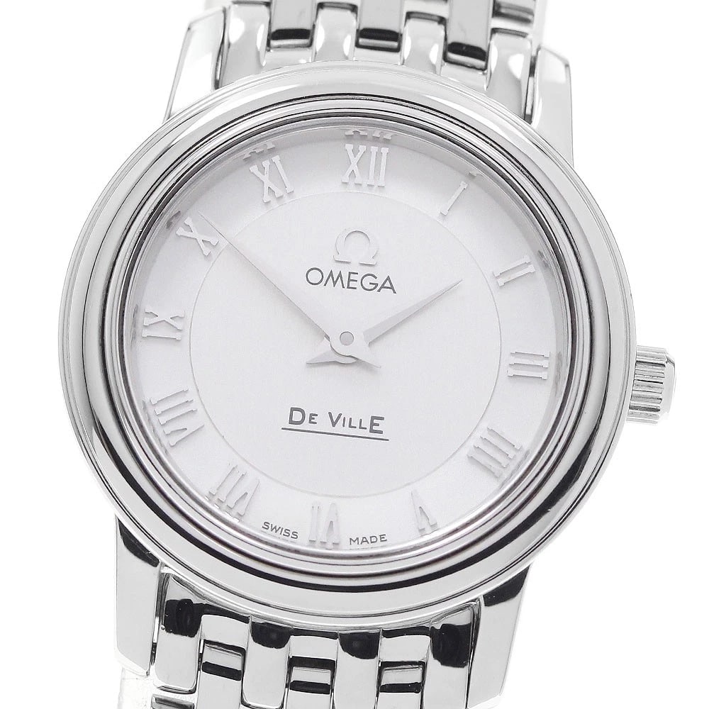 OMEGA DE VILLE PRESTIGE SILVER QUARTZ WATCH: OMEGA De Ville Prestige Silver Quartz Watch Brand: OMEGA Type/Style: Wristwatch Material: Band Material Stainless Steel, Case Material Stainless Steel Color: Case Color Silver Band Color Silver Dial