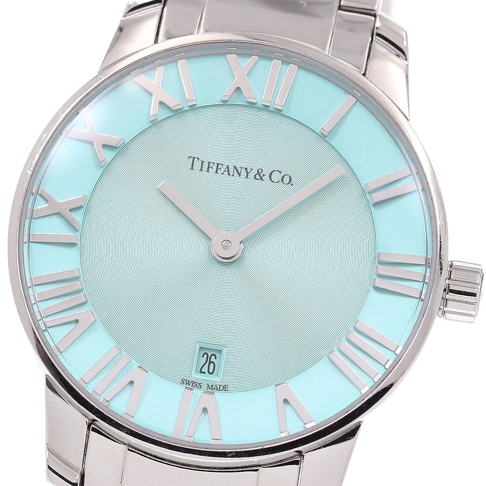 TIFFANY&CO DATE BLUE QUARTZ WATCH (1 of 4)