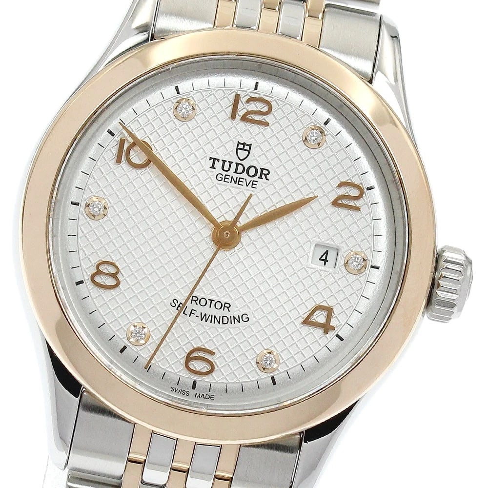 TUDOR BEZEL DATE DIAMOND AUTOMATIC WATCH: TUDOR bezel date diamond Automatic Watch Brand: TUDOR Type/Style: Wristwatch Material: Band Material Stainless Steel/RG, Case Material Stainless Steel/RG Color: Case Color Silver / Rose Gold Band Colo