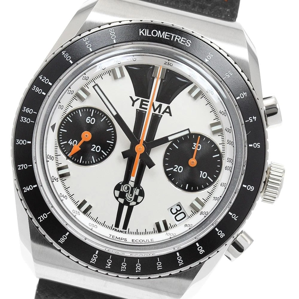 YEMA MEAN GRAPH AUTOMATIC WATCH: YEMA Mean Graph Automatic Watch Brand: YEMA Type/Style: Wristwatch Material: Band Material leather, Case Material Stainless Steel Color: Case Color Silver Band Color black Dial Color Silver / Black Si