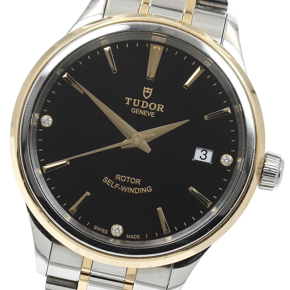 TUDOR YG DIAMOND BLACK AUTOMATIC WATCH: TUDOR YG diamond black Automatic Watch Brand: TUDOR Type/Style: Wristwatch Material: Stainless Steel/YG, Stainless Steel/YG Color: Case Color Silver / Gold Band Color Silver / Gold Dial Color black
