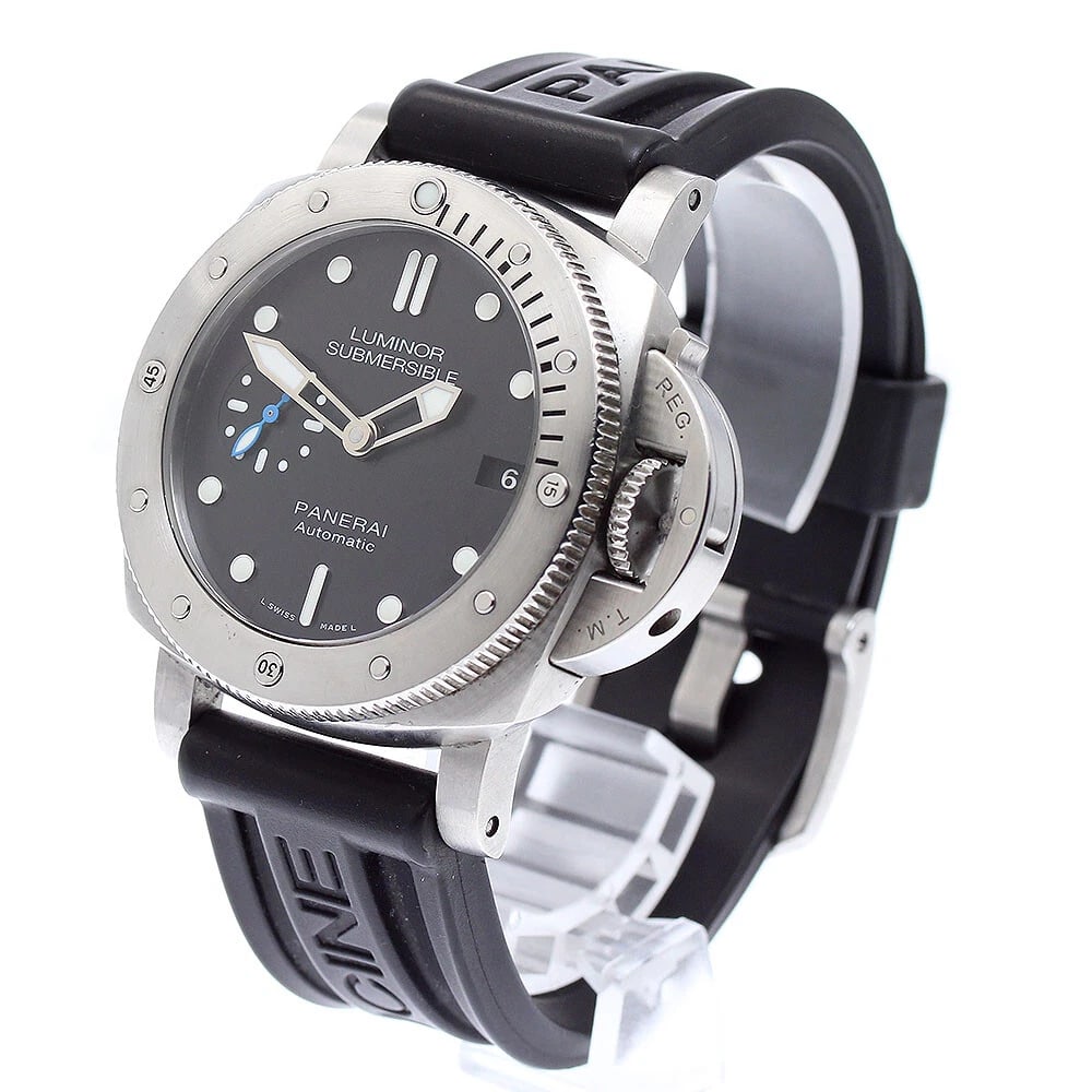 PANERAI LUMINOR AUTOMATIC WATCH: PANERAI Luminor Automatic Watch Brand: PANERAI Type/Style: Wristwatch Material: Band Material rubber, Case Material Stainless Steel Color: Case Color Silver Band Color black Dial Color black Size: