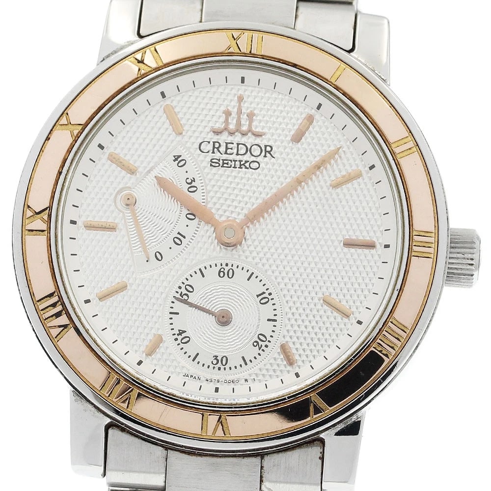 SEIKO CREDOR POWER RESERVE WATCH: SEIKO CREDOR Power reserve Watch Brand: SEIKO Type/Style: Wristwatch Material: Band Material Stainless Steel/K18PG, Case Material Stainless Steel/K18PG Color: Band Color Silver / Pink Gold Case Color