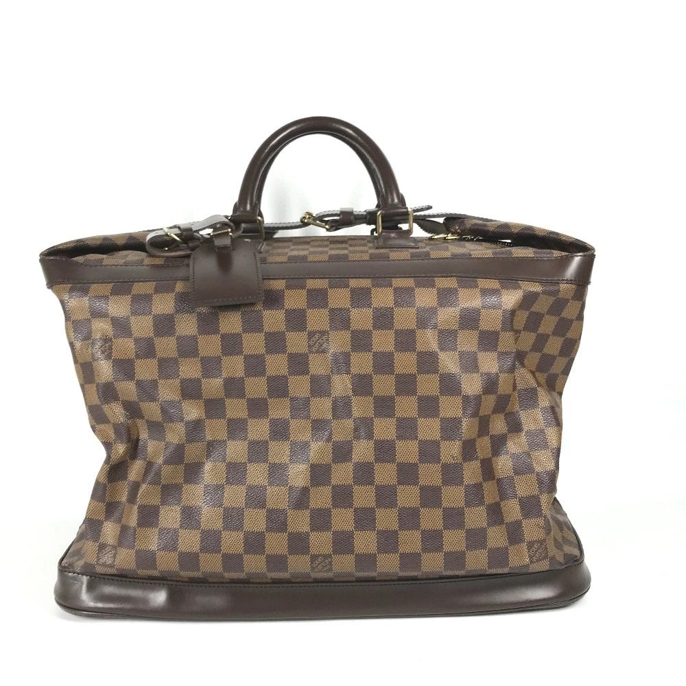 LOUIS VUITTON DAMIER GRIMO 45 TRAVEL BAG HAND BAG: LOUIS VUITTON Damier Grimo 45 Travel Bag Hand Bag Brand: LOUIS VUITTON Type/Style: Duffle Bag Material: Damier Canvas Color: Ebene /Brown Size: W17.5?H10.0?D10.2inch / W44.5cm?H25.5cm?D26cm Access