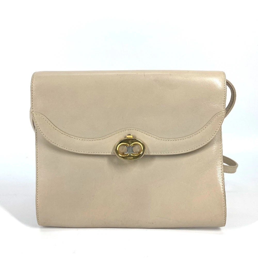 CELINE POCHETTE BAG CROSSBODY TRIOMPHE 2WAY CLUTCH BAG: CELINE Pochette Bag Crossbody Triomphe 2WAY Clutch Bag Brand: CELINE Type/Style: Shoulder Bag Material: Leather Color: Beige Size: W8.7?H7.3?D0.8inch / W22cm?H18.5cm?D2cm Accessories: None