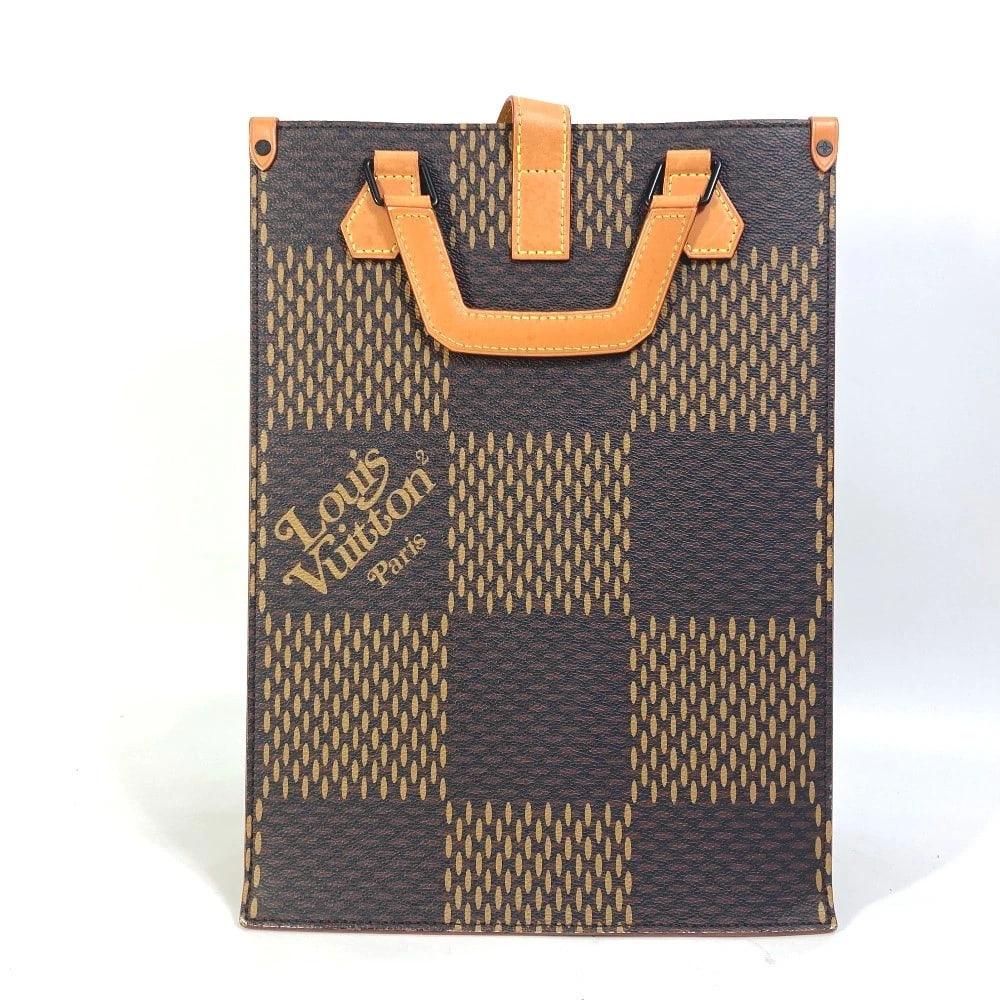 LOUIS VUITTON DAMIER GIANT NIGO MINI TOTE BAG: LOUIS VUITTON Damier Giant NIGO Mini tote Bag Brand: LOUIS VUITTON Type/Style: Tote Bag Material: Damier Canvas Color: Brown Size: W9.6?H13.2?D5.3inch / W24.5cm?H33.5cm?D13.5cm Accessories: None <
