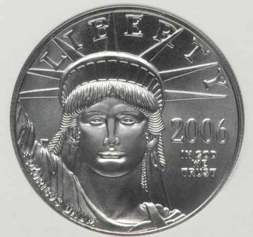 2006-W BURNISHED PLATINUM EAGLE 1 OZ ER BLUE (1 of 2)