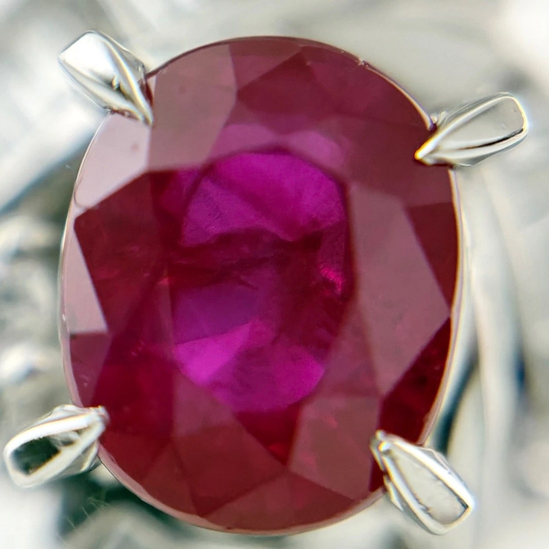 RUBY DESIGN RING PLATINUM RING MELEE DIAMOND - 2