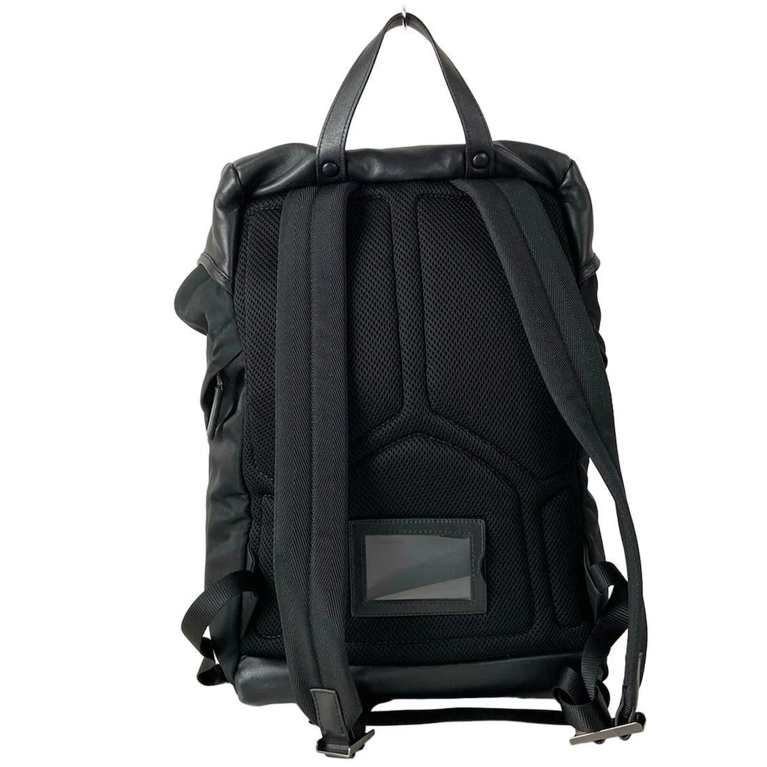 PRADA BLACK LEATHER NYLON BACKPACK - 3