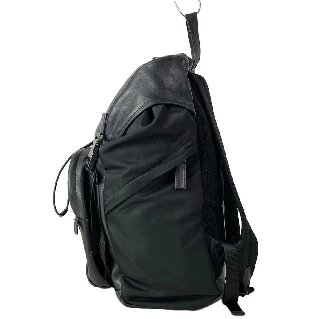 PRADA BLACK LEATHER NYLON BACKPACK - 4