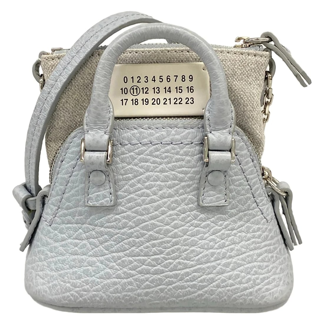 MAISON MARGIELA BABY BLUE GRAY LEATHER COTTON SHOULDER BAG