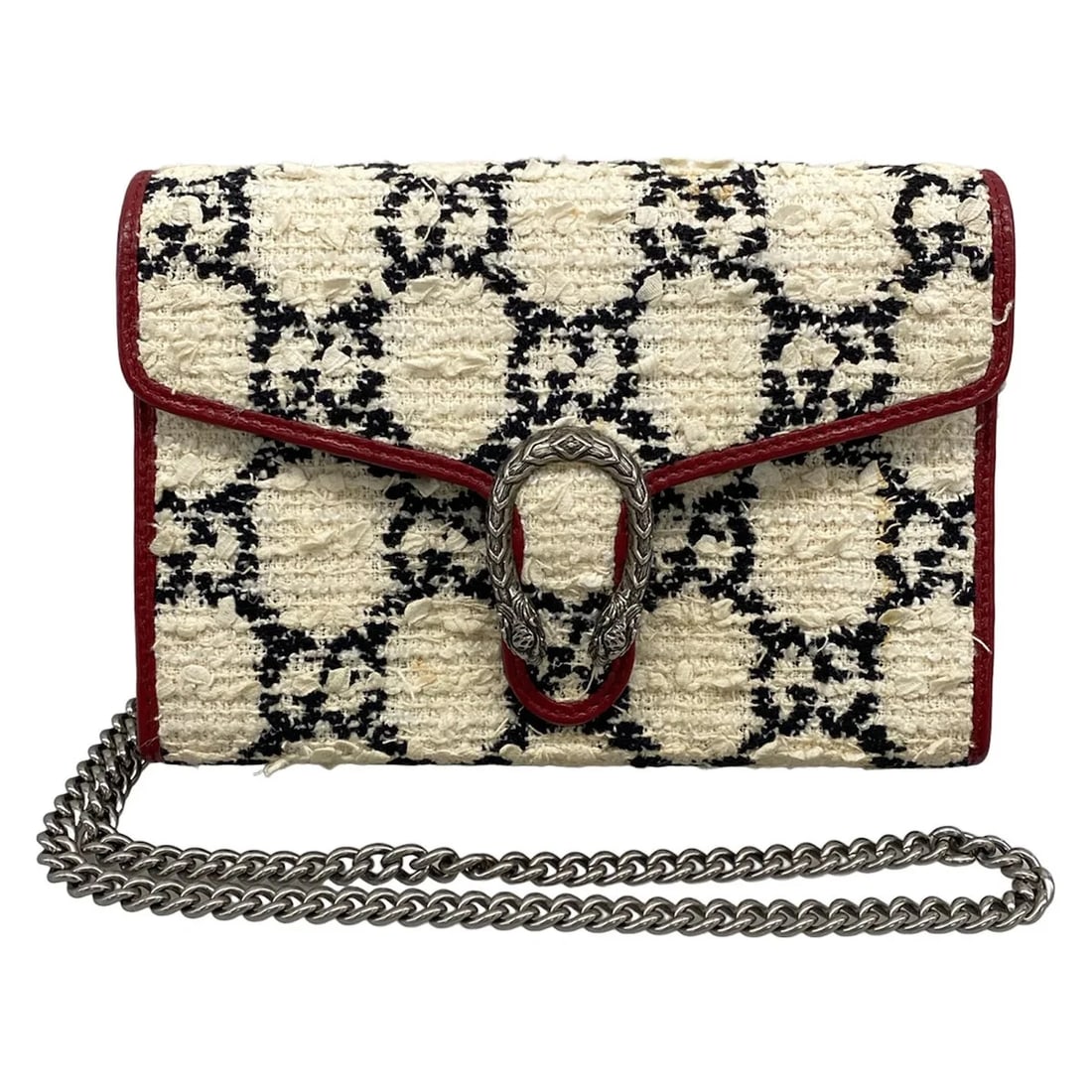 GUCCI DIONYSUS CREAM BLACK RED OTHER STYLE WALLET: GUCCI Dionysus Cream Black Red Other Style Wallet Brand: GUCCI Type/Style: Other Style Wallet Material: Exterior Material Tweeds, Leather Color: Exterior Color Cream, Black, Red Size: Height : 5.51 in