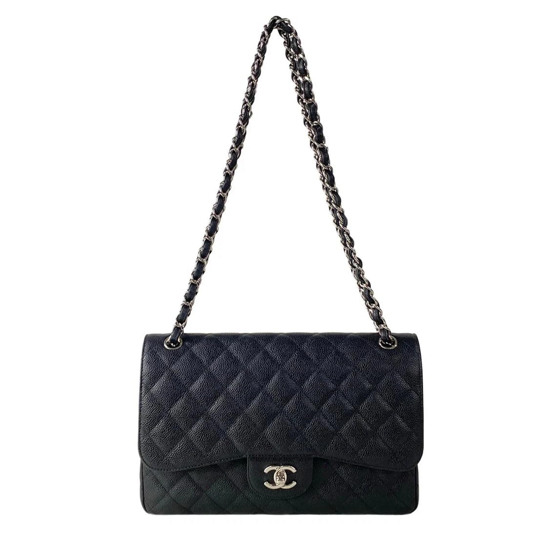 CHANEL LARGE MATELASSE BLACK CALFSKIN SHOULDER BAG (1 of 9)